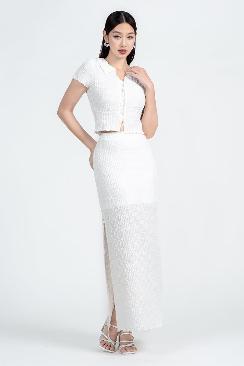  Chân Váy Dài Textured Co-ord – FWSK26SS02C 