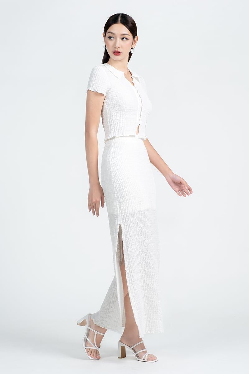  Chân Váy Dài Textured Co-ord – FWSK26SS02C 