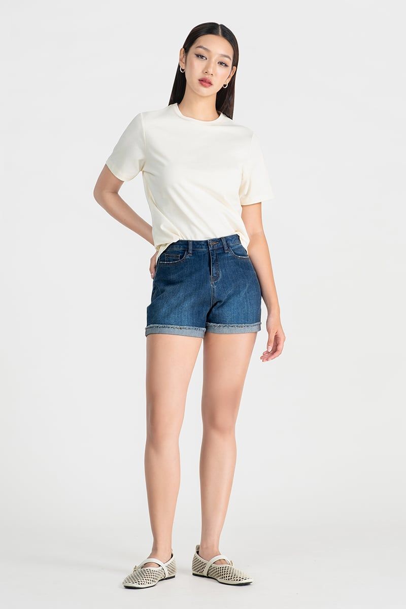  Quần Short Jeans Lai Lật – FWSP25FH01C-J 