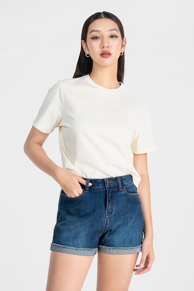  Quần Short Jeans Lai Lật – FWSP25FH01C-J 