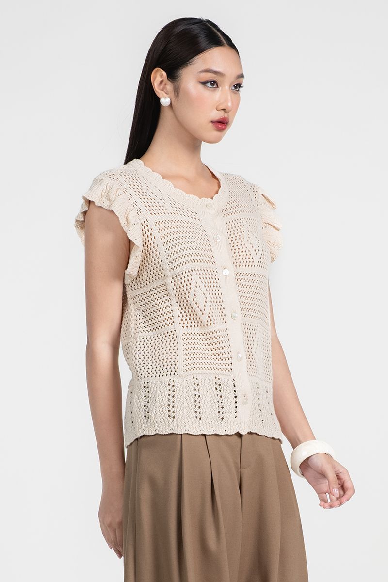  Sweater Len Phối Hoa Văn Đan Nổi - FWSW25FH02C 