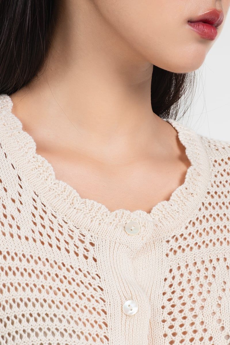  Sweater Len Phối Hoa Văn Đan Nổi - FWSW25FH02C 