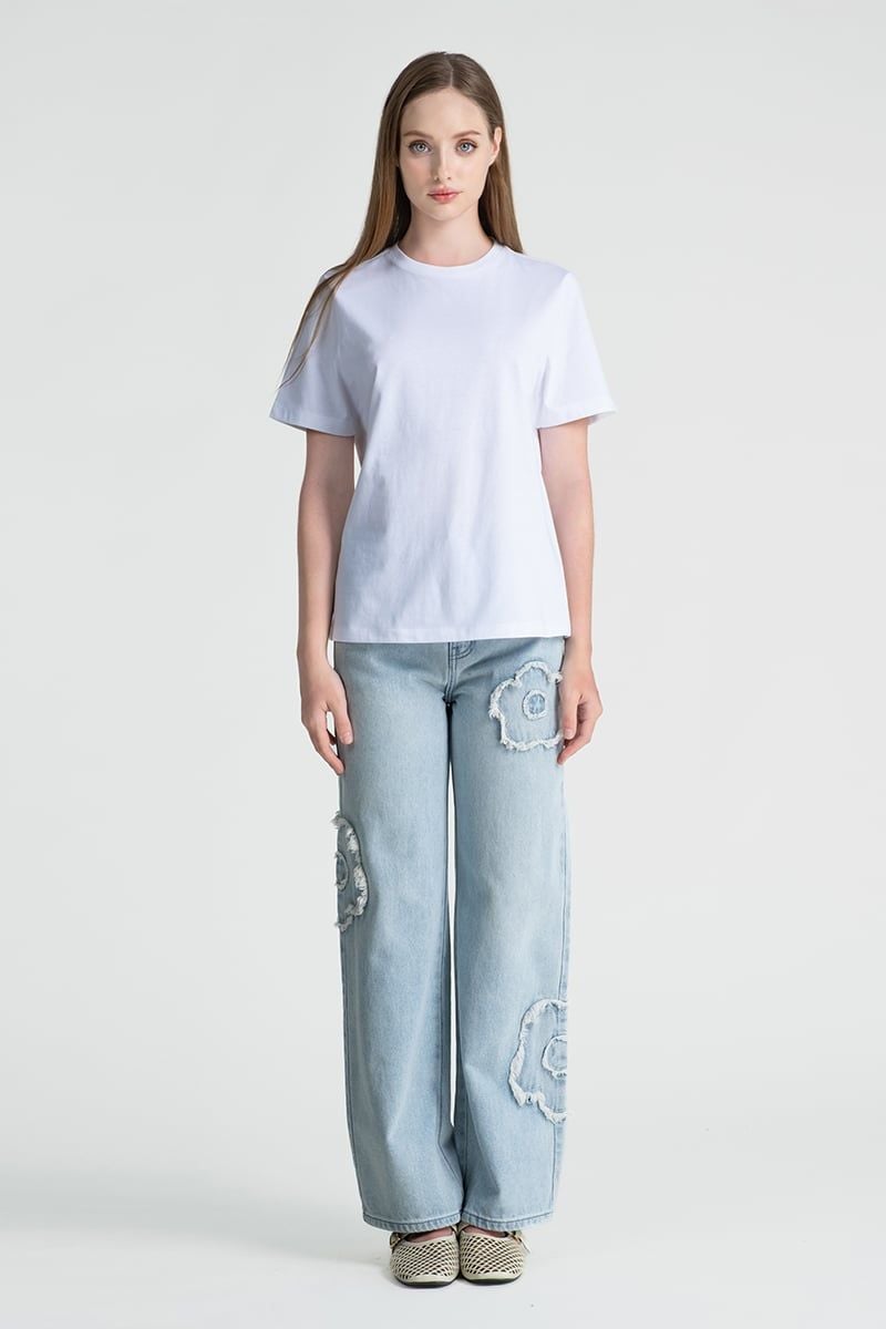  Áo Thun Nữ Thêu Hoa FWTS25SS19G 