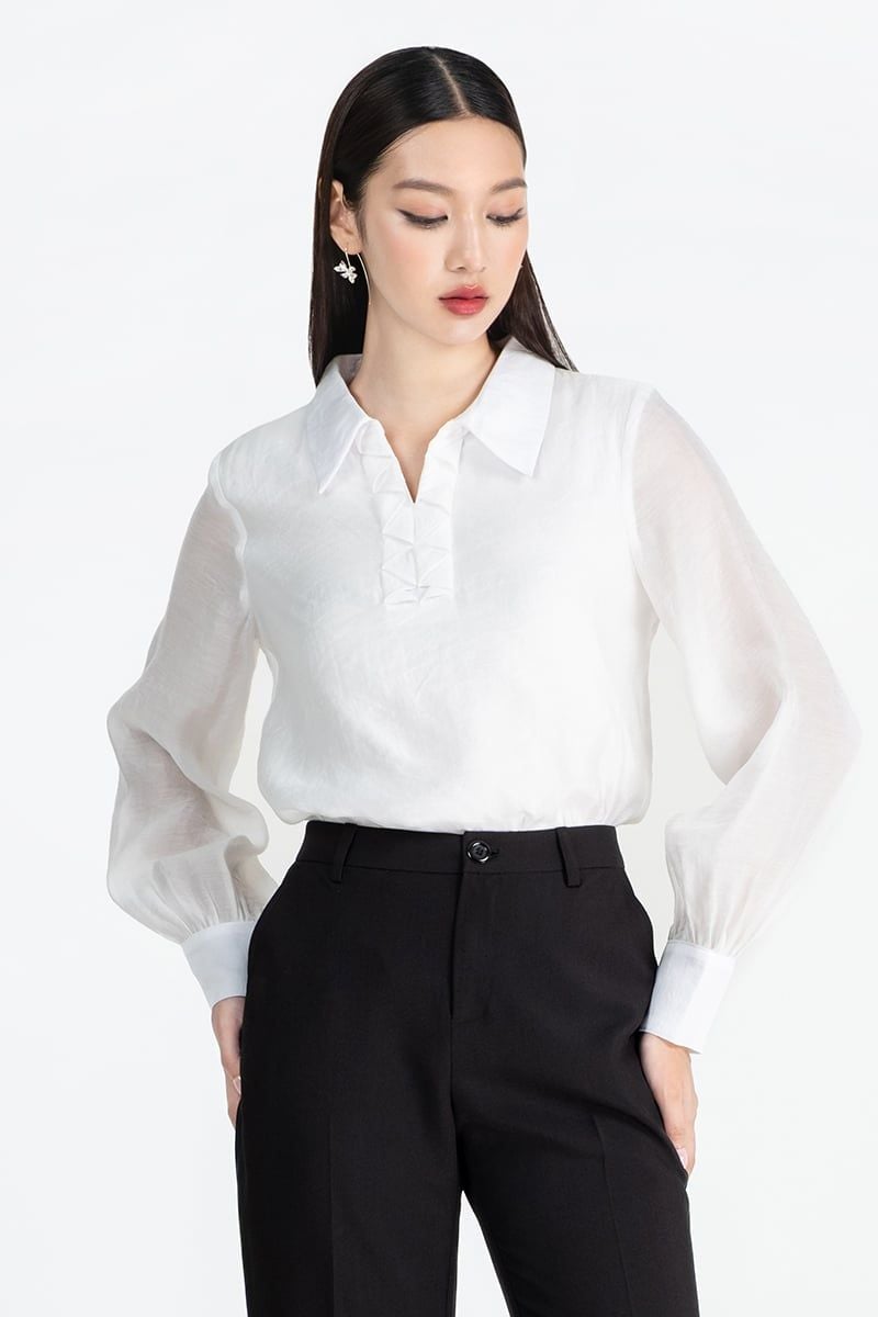  Áo Sơ Mi Tay Dài Phối Ly – FWWS25FH05G 