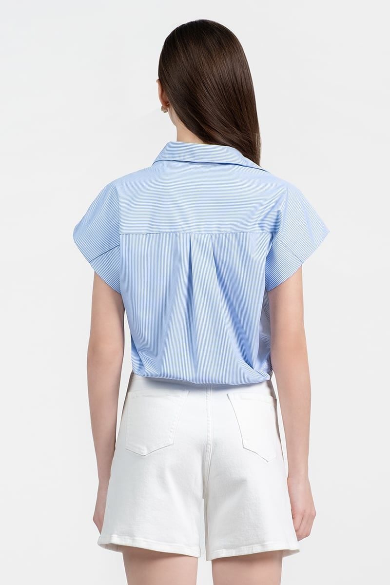  Áo Sơ Mi Croptop Kẻ Sọc Xanh - FWWS26SS03D 