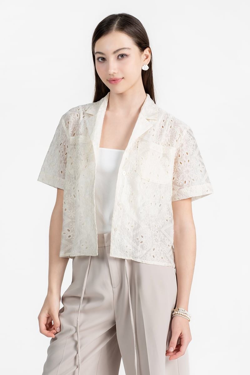  Áo Sơ Mi Họa Tiết Tay Lỡ - FWWS26SS05D 