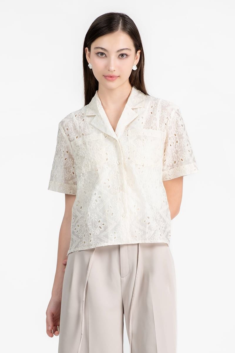  Áo Sơ Mi Họa Tiết Tay Lỡ - FWWS26SS05D 