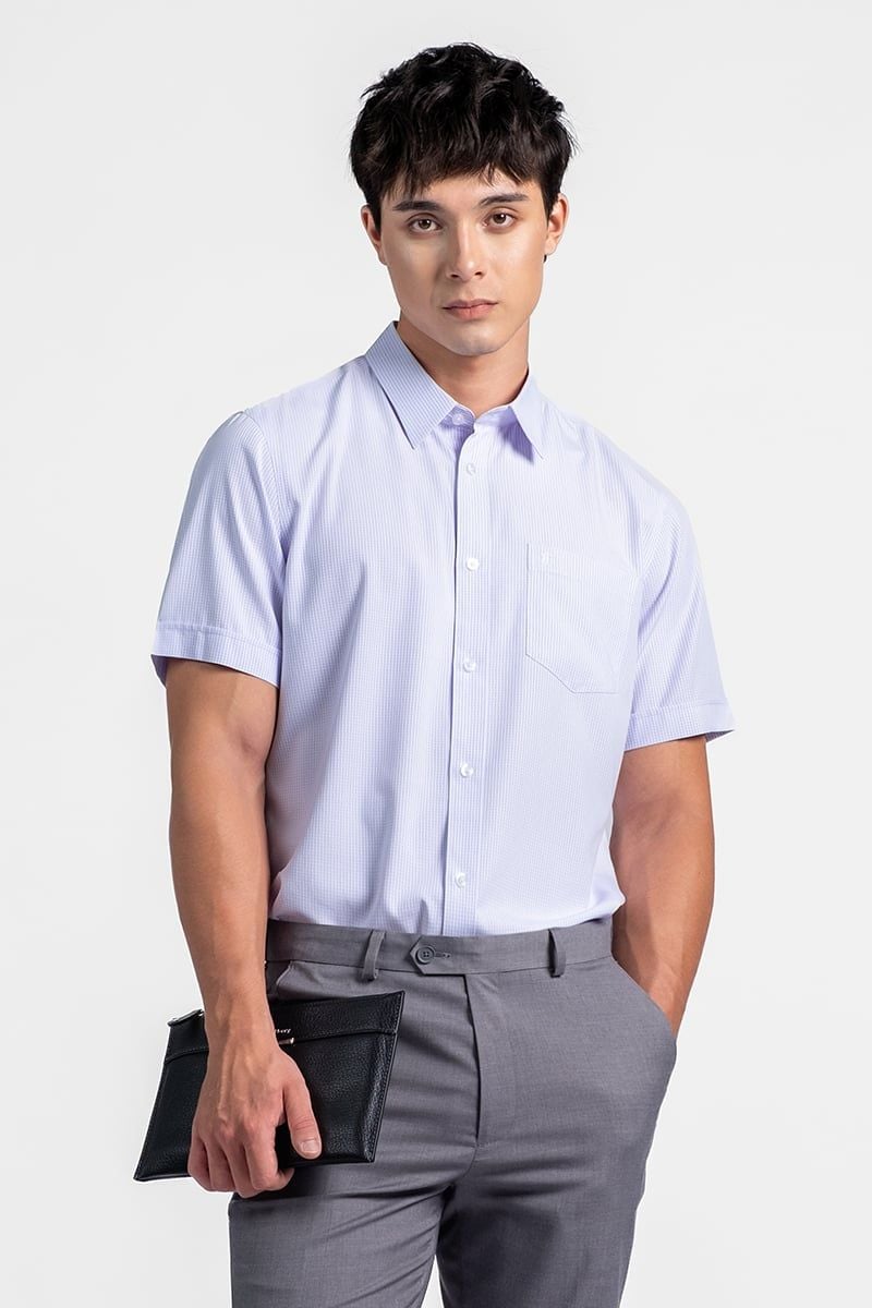  Áo Sơ Mi Nam Tay Ngắn Form Ôm WS26FH16P-SDBB 