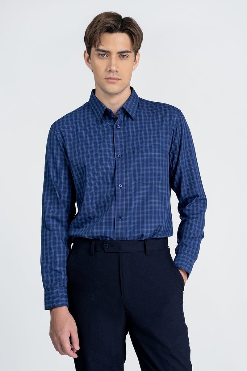  Áo Sơ Mi Nam Caro Tay Dài Form Ôm WS26SS02M-LDBB 