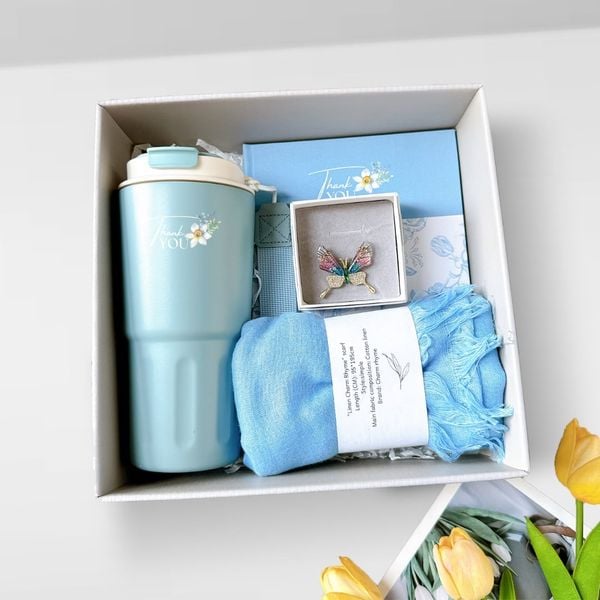  Set quà tặng cảm ơn 4 món kèm hộp quà (xanh dương) 