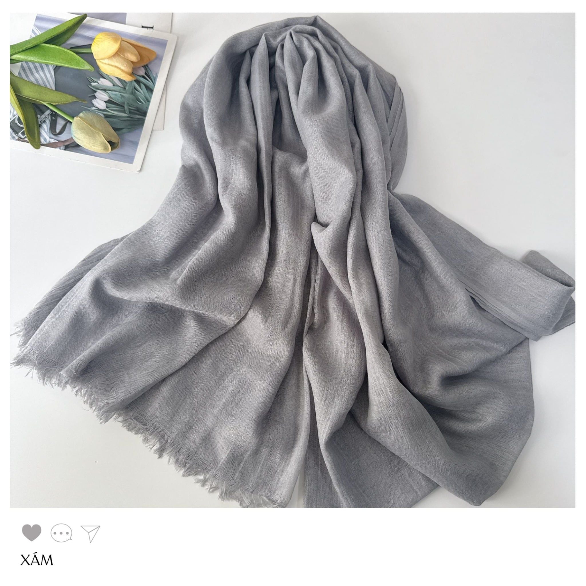  Khăn choàng mỏng Linen Charm Rhyme mã KC_1001 