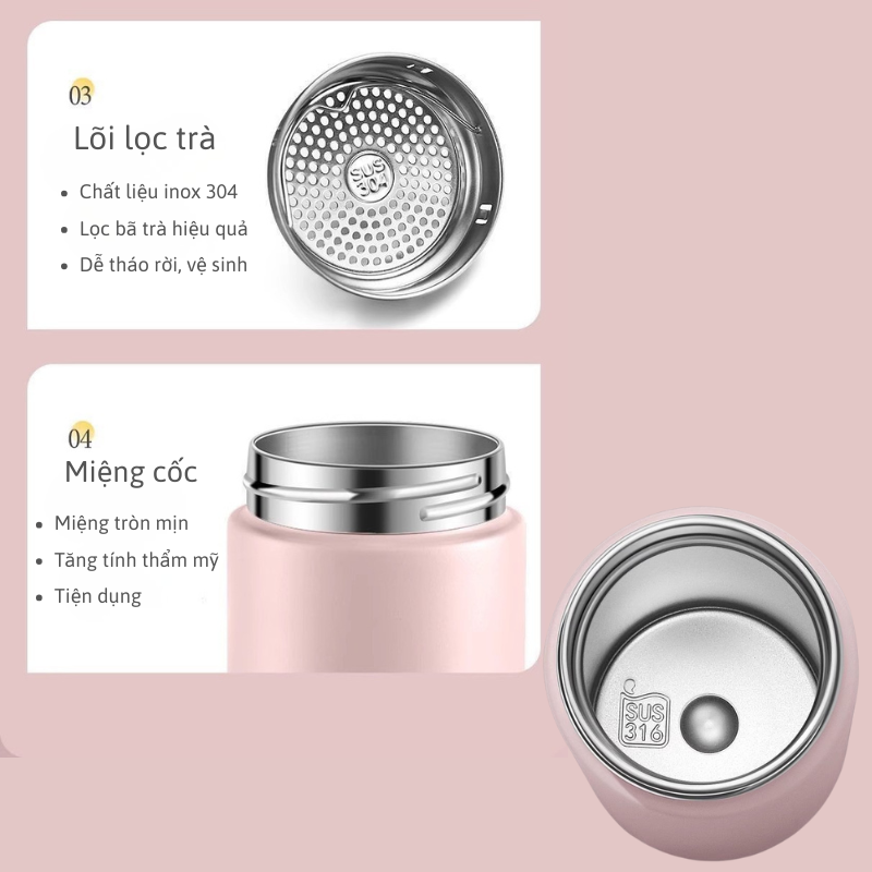  Bình giữ nhiệt nhỏ gọn in logo - BGN45 (hai dung tích) 