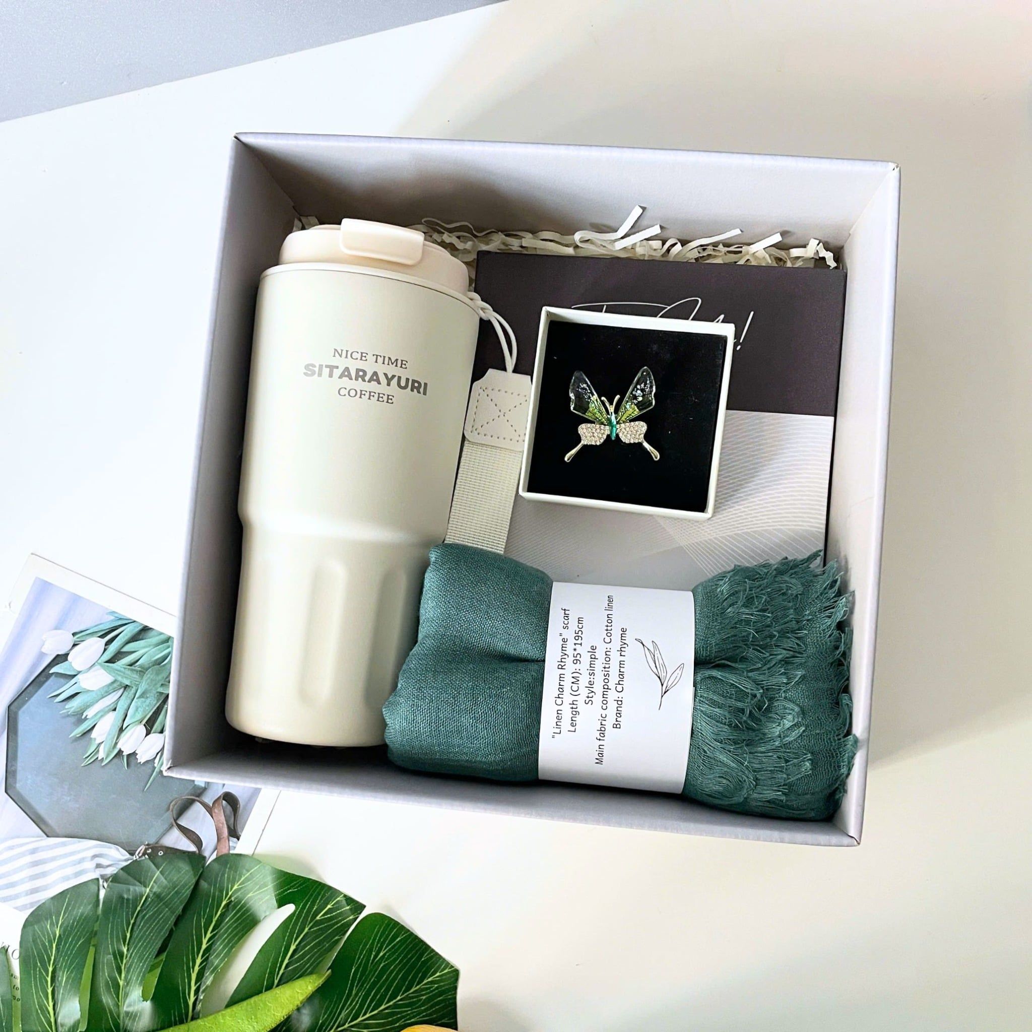  Set quà tặng cô giáo 20/11 – Ly, Khăn, Trâm, Sổ tay (Trắng) 