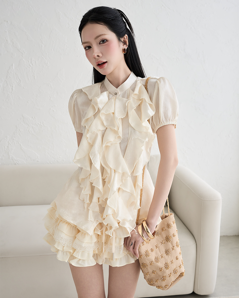 TUBYCATU | ÁO KIỂU PHỐI BÈO PEARL RUFFLE TOP