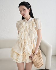 TUBYCATU | ÁO KIỂU PHỐI BÈO PEARL RUFFLE TOP