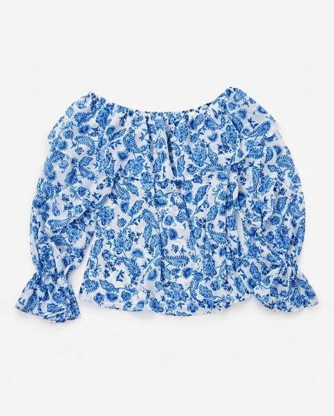 TUBYCATU | ÁO BẸT VAI BLUE BLOOM OFF-SHOULDER TOP (Freesize)