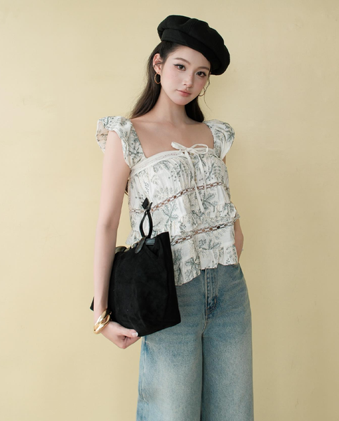 TUBYCATU | ÁO OLIVE LACE CROPTOP