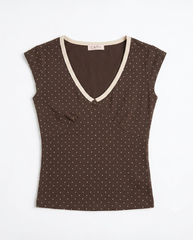 TUBYCATU | ÁO THUN CỔ V BONNIE DOT TOP
