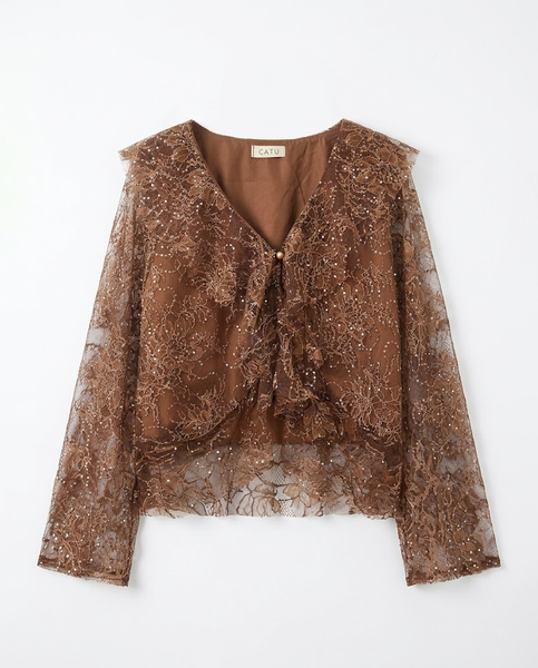 TUBYCATU | ÁO BROWN RUFFLE TOP