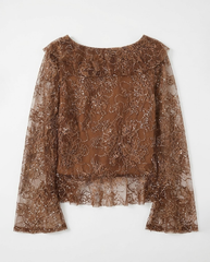 TUBYCATU | ÁO BROWN RUFFLE TOP