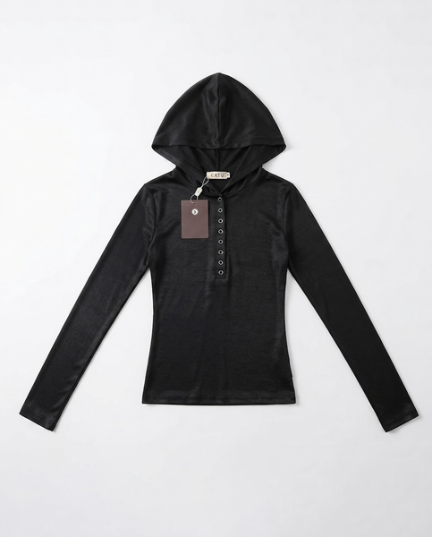TUBYCATU | ÁO THUN TAY DÀI CÓ MŨ RAVEN HOODIE TEE