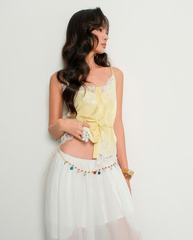 TUBYCATU | ÁO 2 DÂY LỤA PHỐI REN LEMON LACE TOP