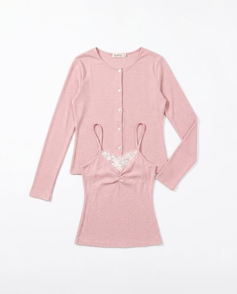 TUBYCATU | BỘ 2 ÁO KIERA SET (Set gồm: Áo cardigan + Áo hai dây phối ren)