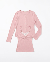 TUBYCATU | BỘ 2 ÁO KIERA SET (Set gồm: Áo cardigan + Áo hai dây phối ren)