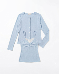 TUBYCATU | BỘ 2 ÁO KIERA SET (Set gồm: Áo cardigan + Áo hai dây phối ren)