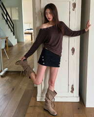 TUBYCATU | ÁO THUN DÀI TAY ĐÍNH ĐÁ MADGE LONG-SLEEVE (Freesize)