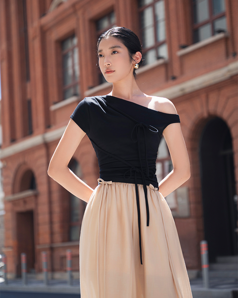 TUBYCATU | ÁO LỆCH VAI AVELINE BLACK TOP