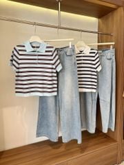 TUBYCATU | ÁO DỆT KIM SỌC YURI POLO (Freesize)