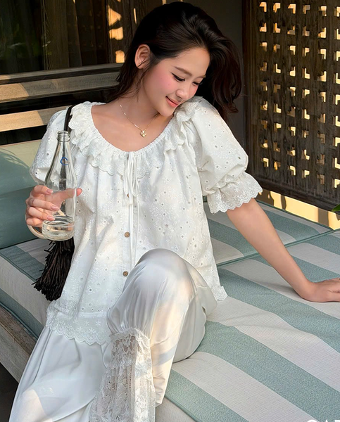 TUBYCATU | ÁO KIỂU PHỐI BÈO ROSELLE LACE TOP