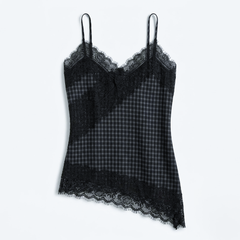 TUBYCATU | ÁO HAI DÂY PHỐI REN ROSY PLAID CAMI