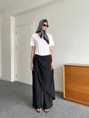 TUBYCATU | BLACK FLOW WRAP TROUSERS