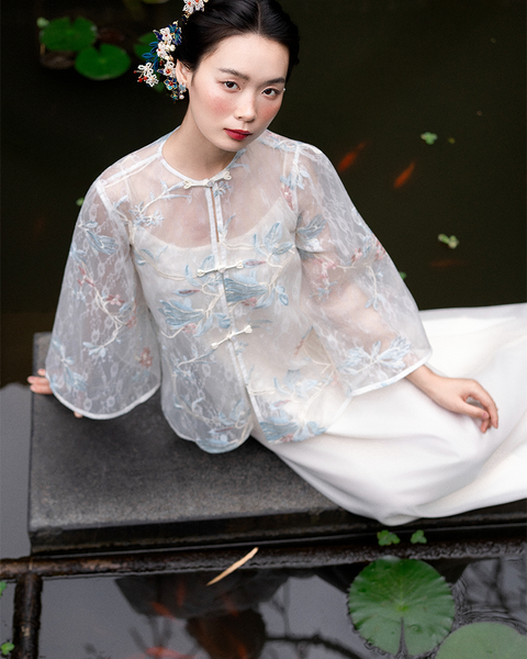 TUBYCATU | SET THƯ HOA (Đầm lụa + Áo khoác voan tơ thêu)