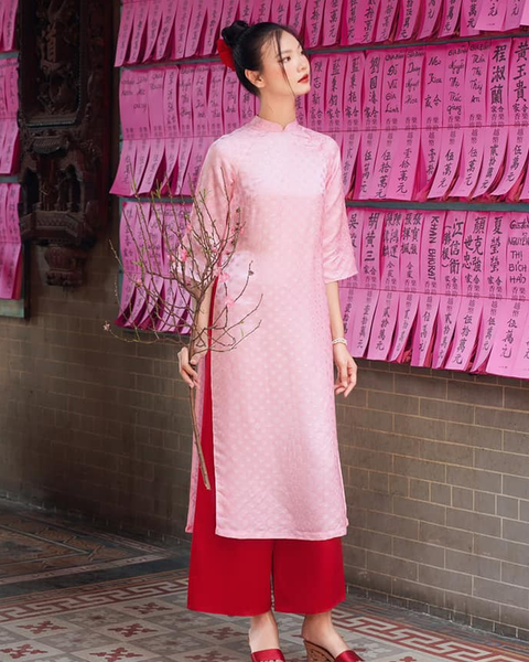 TUBYCATU | ÁO DÀI HOA ĐÀO (KHÔNG KÈM QUẦN)