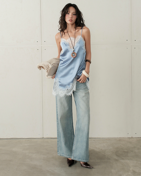 TUBYCATU | ÁO 2 DÂY LỤA PHỐI REN JOYCE LACE TOP