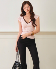 TUBYCATU | ÁO THUN CỔ V BONNIE DOT TOP
