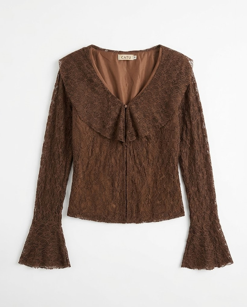 TUBYCATU | ÁO REN TAY DÀI WOOD LACE TOP