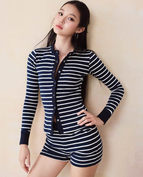TUBYCATU | CELINE STRIPE SET (Set gồm: Áo cardigan tay dài + Quần short)