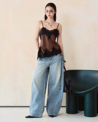 TUBYCATU | ÁO DÂY LỤA CLARA LACE CAMI CHOCO