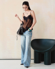 TUBYCATU | ÁO DÂY LỤA CLARA LACE CAMI CHOCO