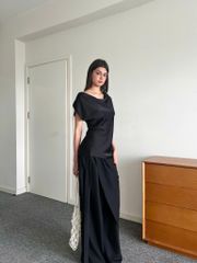 TUBYCATU | BLACK FLOW WRAP TROUSERS