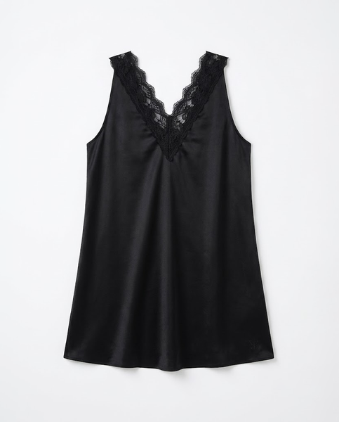 TUBYCATU | ĐẦM LỤA PHỐI REN ALISA BLACK DRESS (Freesize)