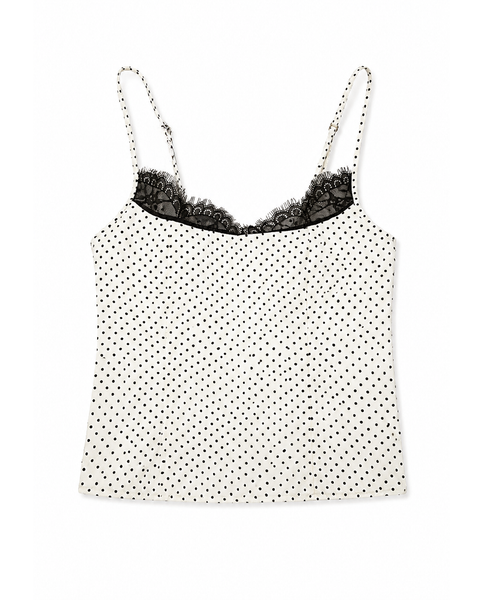 TUBYCATU | ÁO 2 DÂY CHẤM BI LỤA PHỐI REN MONA DOT TOP