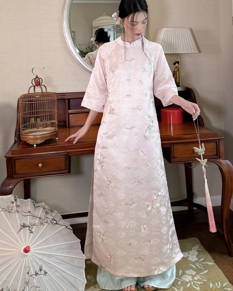 TUBYCATU | ÁO DÀI LIÊN TÂM HỒNG (KHÔNG KÈM QUẦN)