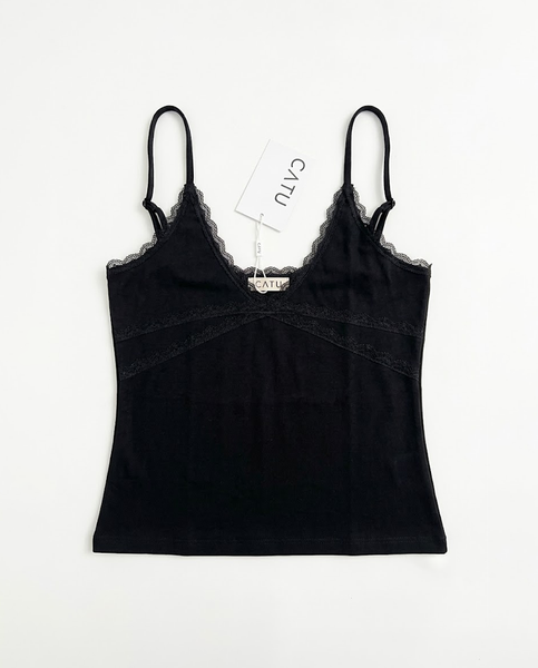 TUBYCATU | ÁO 2 DÂY THUN PHỐI REN POSY LACE TOP
