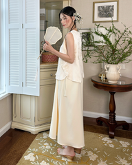 TUBYCATU | SET KHA BÌNH (ĐẦM LỤA + ÁO YẾM THÊU NỔI)