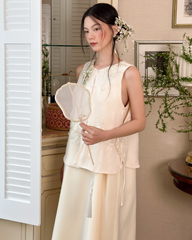 TUBYCATU | SET KHA BÌNH (ĐẦM LỤA + ÁO YẾM THÊU NỔI)